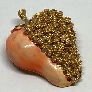 Vintage BSK Enamel & Gold Tone Strawberry Brooch